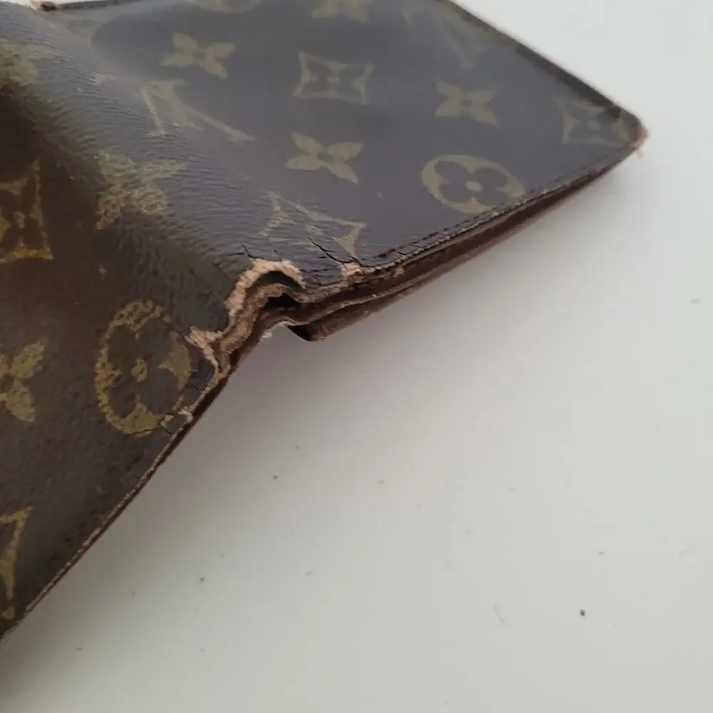 Vintage‎ Louis Vuitton Men's LV Brown Bi-Fold Leather Wallet Monogram Card Bill
